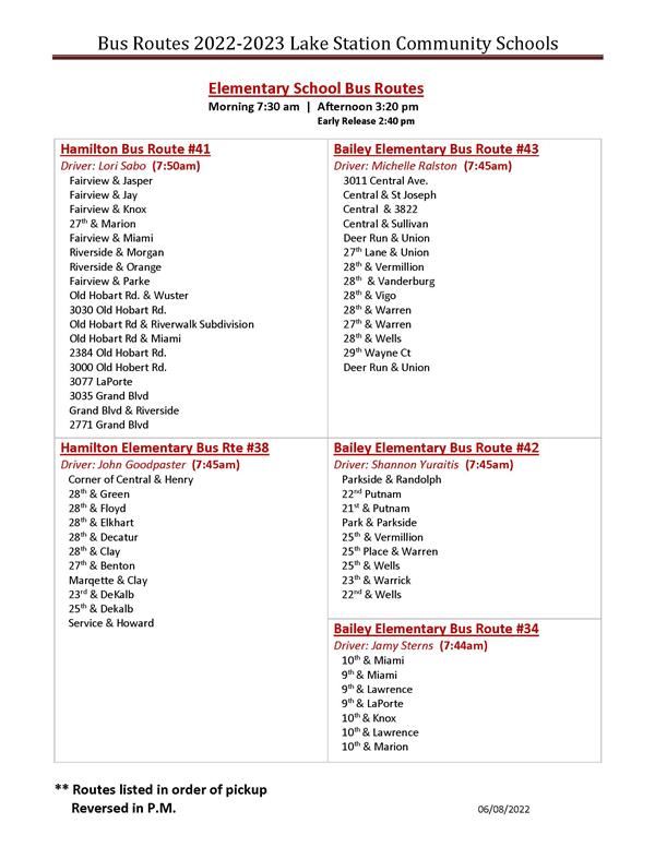 LSCS Bus Routes Pg 2